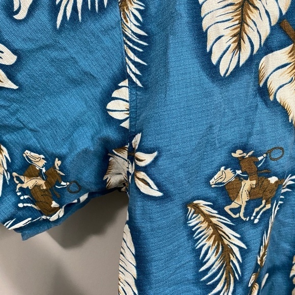 Roper Men's Teal Western Cowboy Print Short Sleeve Button Up Shirt Large‎ - Picture 2 of 11